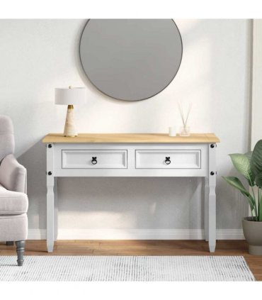 vidaXL End Table Corona White 115 x 46 x 73 cm Solid Pine Wood