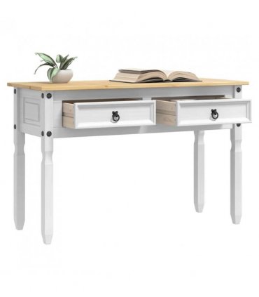 vidaXL End Table Corona White 115 x 46 x 73 cm Solid Pine Wood