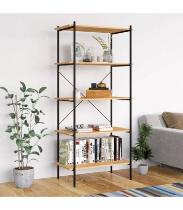vidaXL 5-Tier Shelving Unit Black and Oak 80x40x163 cm