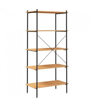 vidaXL 5-Tier Shelving Unit Black and Oak 80x40x163 cm