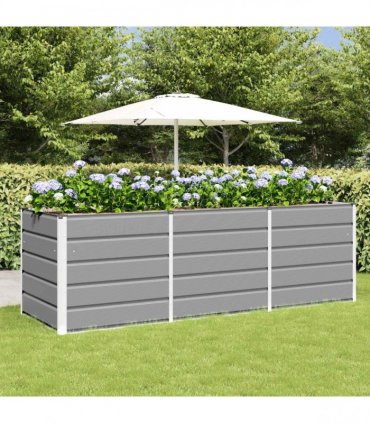 vidaXL Planter Light Grey 240 x 80 x 75 cm Steel