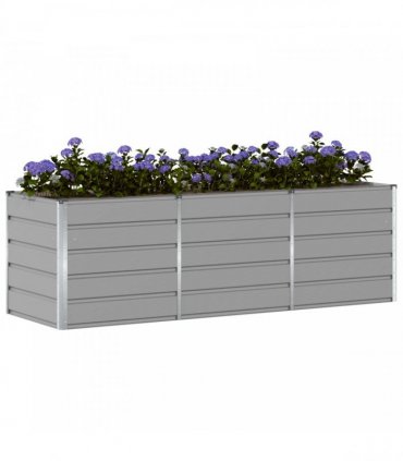 vidaXL Planter Light Grey 240 x 80 x 75 cm Steel
