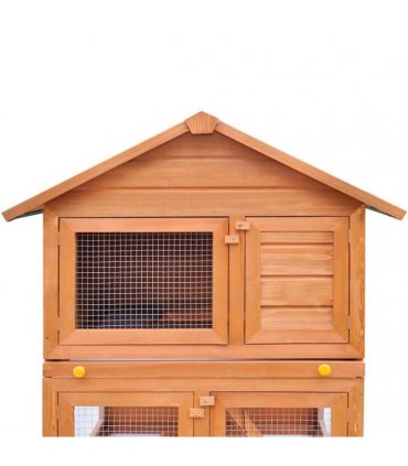 vidaXL Outdoor Rabbit Hutch Small Animal House Pet Cage 3 Layers Wood