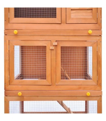 vidaXL Outdoor Rabbit Hutch Small Animal House Pet Cage 3 Layers Wood