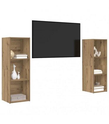 vidaXL TV Cabinet Set Wall-mounted 2 pcs Artisan Oak 107 x 35 x 37 cm