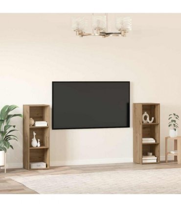 vidaXL TV Cabinet Set Wall-mounted 2 pcs Artisan Oak 107 x 35 x 37 cm