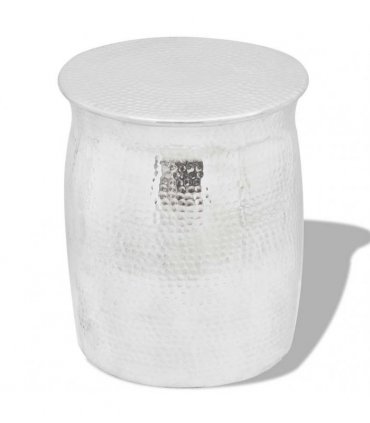 vidaXL Hammered Aluminium Stool/Side Table Silver