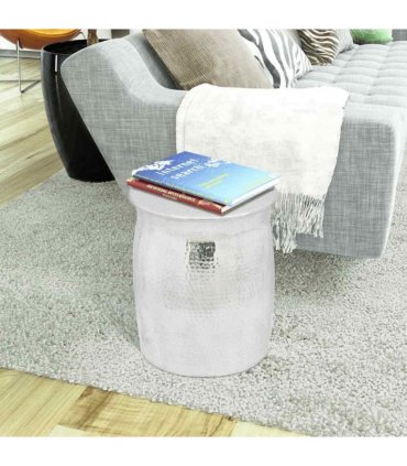 vidaXL Hammered Aluminium Stool/Side Table Silver