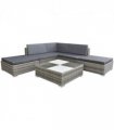 vidaXL Patio Furniture | Grey | Powder-coated steel, PE rattan, glass, polyester
