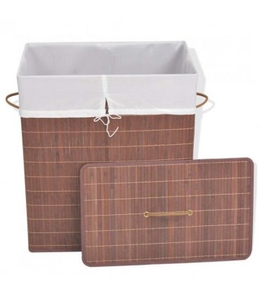 vidaXL Bamboo Laundry Bin Rectangular Brown