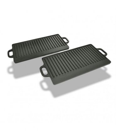 vidaXL Grill Platter 2 pcs Cast Iron Reversible 38x23 cm