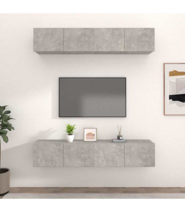 vidaXL TV Cabinets 4 pcs Concrete Grey 80x30x30 cm Engineered Wood
