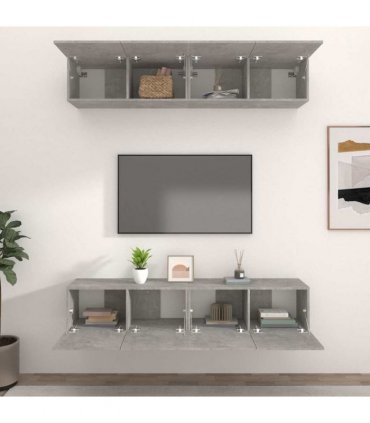 vidaXL TV Cabinets 4 pcs Concrete Grey 80x30x30 cm Engineered Wood