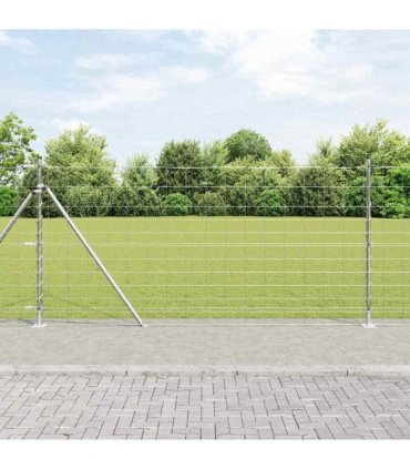 vidaXL Welded Wire Fence with Concrete Base 25 x 1.2 m Silver Mesh