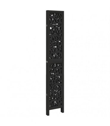 vidaXL Room Divider 4 Panels Black Solid Wood Paulownia