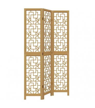 vidaXL Room Divider 3 Panels Brown Solid Wood Paulownia