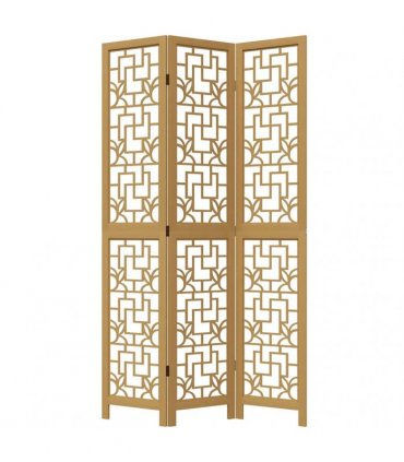 vidaXL Room Divider 3 Panels Brown Solid Wood Paulownia