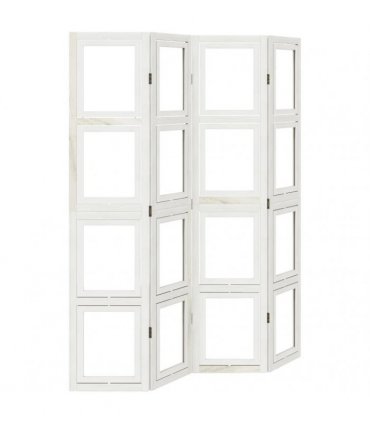 vidaXL Room Divider 4 Panels White Solid Wood Paulownia