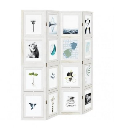 vidaXL Room Divider 4 Panels White Solid Wood Paulownia