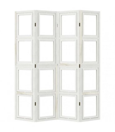 vidaXL Room Divider 4 Panels White Solid Wood Paulownia