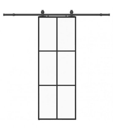 vidaXL Sliding Door with Hardware Set Black 76x205 cm ESG Glass