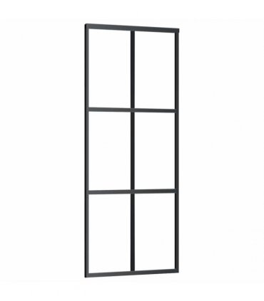 vidaXL Sliding Door with Hardware Set Black 76x205 cm ESG Glass