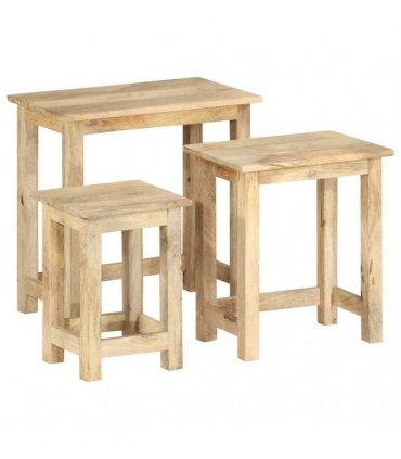 vidaXL Nesting Tables 3 pcs Solid Mango Wood