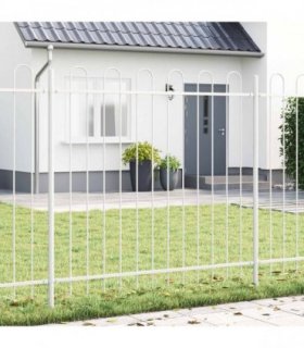 vidaXL Garden Fence 4 pcs Grey 6.8 x 0.6 m Powder-coated Steel