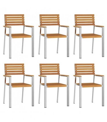 vidaXL Garden Chair 6 pcs Oil Natural Solid Acacia Wood