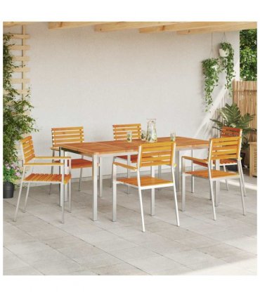 vidaXL Garden Chair 6 pcs Oil Natural Solid Acacia Wood