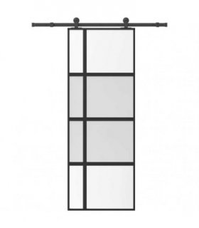 vidaXL Sliding Door with Hardware Set 76x205 cm Tempered Glass&Aluminium
