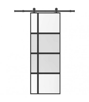 vidaXL Sliding Door with Hardware Set 76x205 cm Tempered Glass&Aluminium