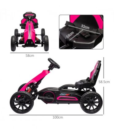 HOMCOM 12V Electric Go Kart with Forward Reversing 2 Speeds for 3-8 Yrs - Pink