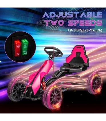 HOMCOM 12V Electric Go Kart with Forward Reversing 2 Speeds for 3-8 Yrs - Pink