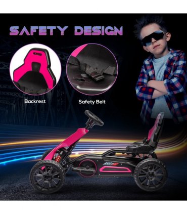 HOMCOM 12V Electric Go Kart with Forward Reversing 2 Speeds for 3-8 Yrs - Pink