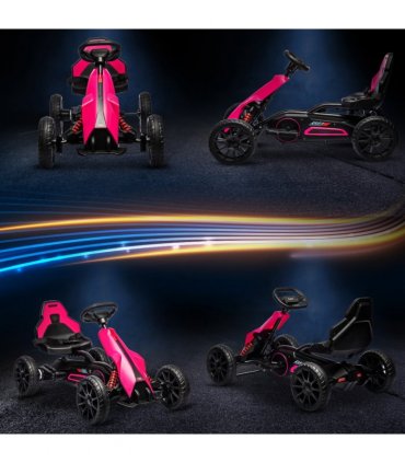 HOMCOM 12V Electric Go Kart with Forward Reversing 2 Speeds for 3-8 Yrs - Pink