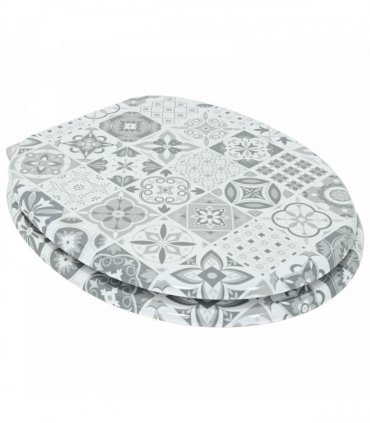 vidaXL Soft-Close Toilet Seat 2 pcs Blue and White Porcelain MDF board