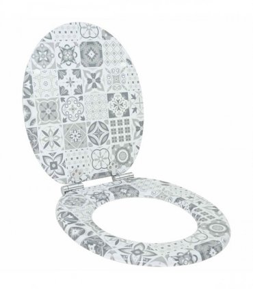 vidaXL Soft-Close Toilet Seat 2 pcs Blue and White Porcelain MDF board