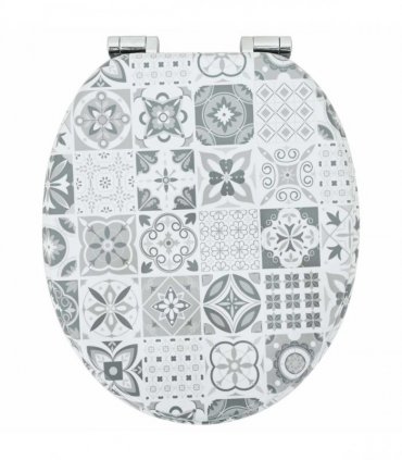 vidaXL Soft-Close Toilet Seat 2 pcs Blue and White Porcelain MDF board