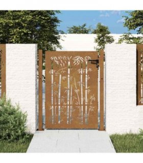 vidaXL Garden Gate 100x125 cm Corten Steel Bamboo Design