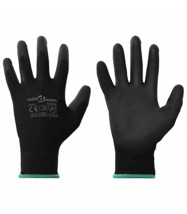 vidaXL Work Gloves 24 pcs Black 11 / XXL Polyester