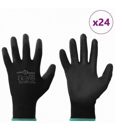 vidaXL Work Gloves 24 pcs Black 11 / XXL Polyester