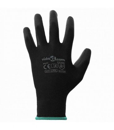vidaXL Work Gloves 24 pcs Black 11 / XXL Polyester
