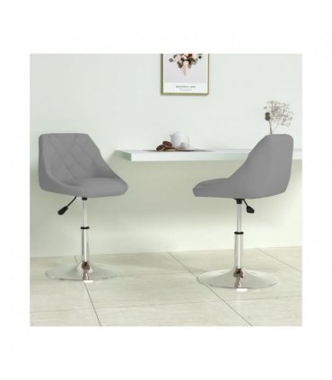 vidaXL Swivel Dining Chairs 2 pcs Light Grey Velvet