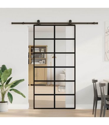 vidaXL Sliding Door with Hardware Set 102x205 cm ESG Glass&Aluminium