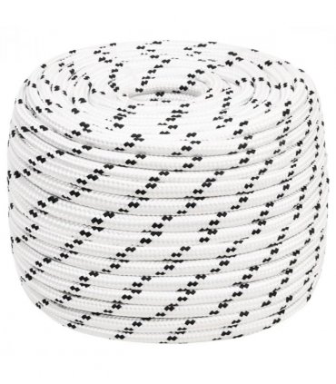 vidaXL Braided Boat Rope White 14 mmx250 m Polyester