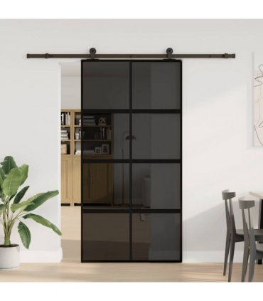 vidaXL Sliding Door with Hardware Set 102.5x205 cm Tempered Glass and Aluminium