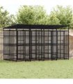 vidaXL Outdoor Dog Kennel with Roof Steel 7.37 m²