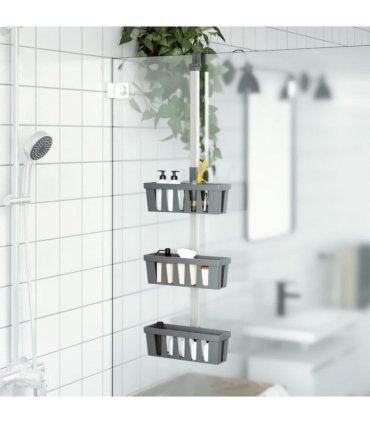 vidaXL Shower Hanger Shelf 30x15x(67-105) cm Aluminium