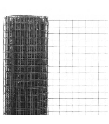 vidaXL Chicken Wire Fence Steel with PVC Coating 25x0.5 m Grey